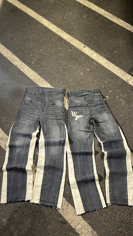 DOUBLE WAIST FLARED JEANS